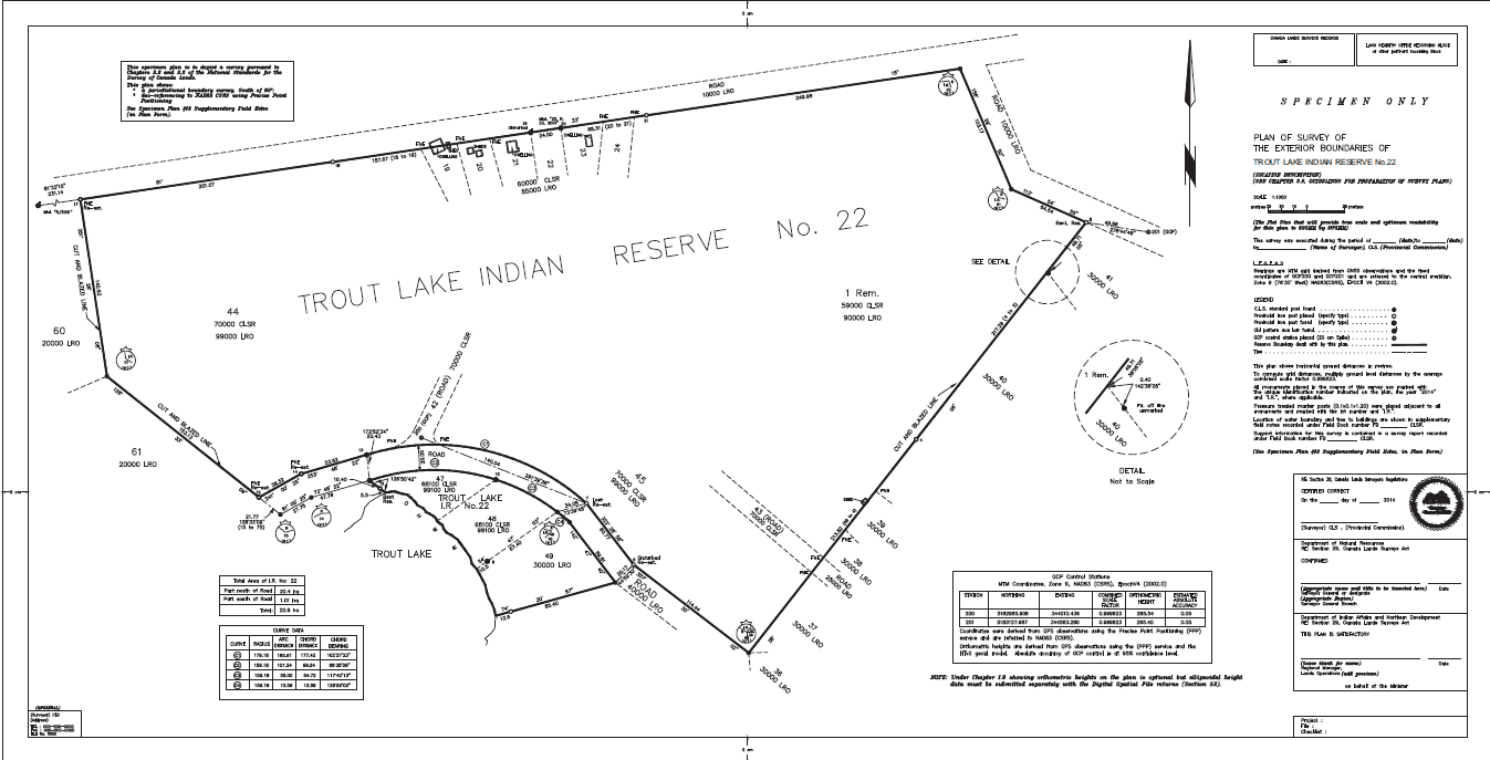 Canada Lands Cadastral Surveys and Boundary Retracement — specimen survey plan
